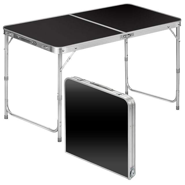 Tavolo multiuso pieghevole in alluminio bianco GOODS+GADGETS con maniglia di trasporto