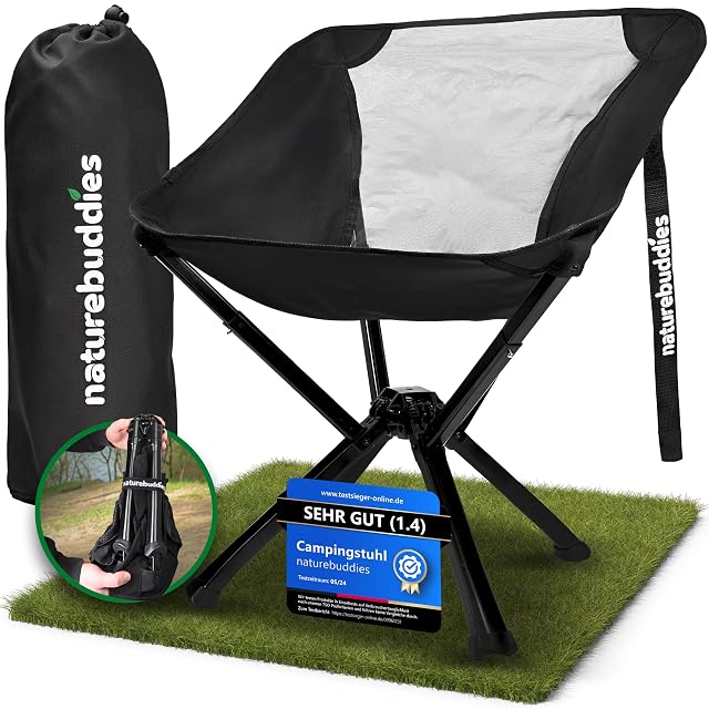 Sedia da campeggio richiudibile naturebuddies con telaio in alluminio e schienale traspirante in rete