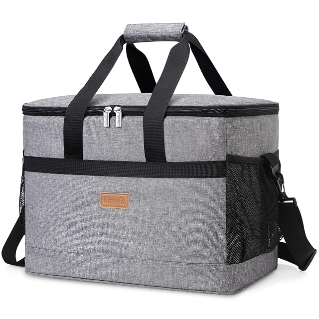 Borsa frigo pieghevole Lifewit grigia da 30 litri con tracolla