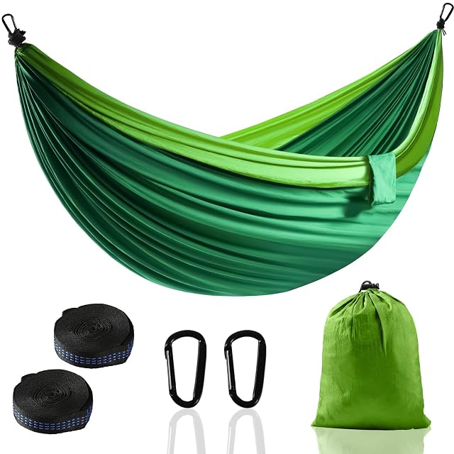 Amaca da campeggio Zouway verde scuro in nylon paracadute con fettucce da albero