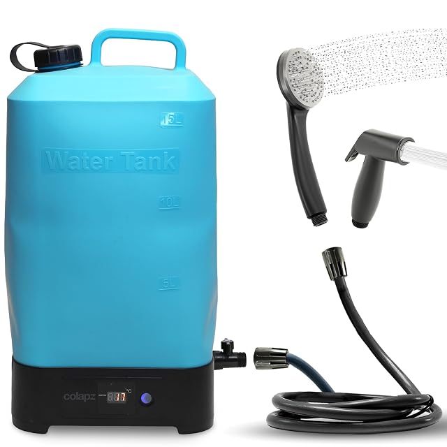 Doccia da campeggio elettrica Colapz con serbatoio pieghevole da 15 litri e soffione con pompa USB