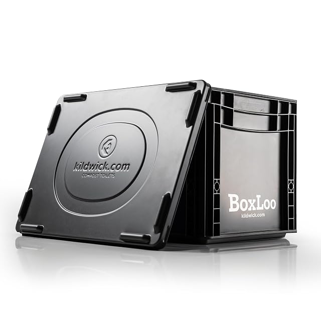 Wc da campeggio separatore Kildwick BoxLoo nero in formato Eurobox con coperchio a scatto
