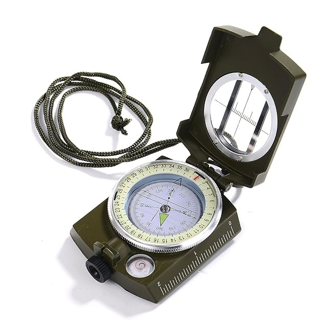 Bussola pieghevole GWHOLE in stile militare con righelli di bordo e custodia da cintura
