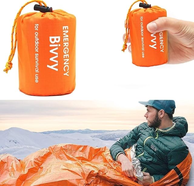 Sacco da bivacco di emergenza LATTCURE arancione vivo in PE alluminizzato