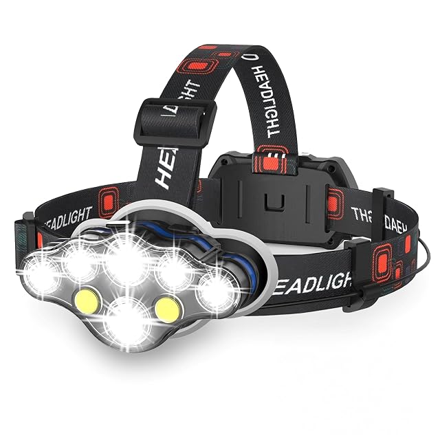 Lampada frontale a LED ricaricabile TravelHawk XL con modalità di luce rossa e custodia di trasporto