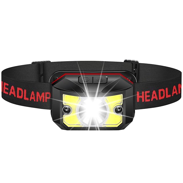 Lampada frontale a LED ricaricabile Winzwon con barra luminosa COB e fascia elastica