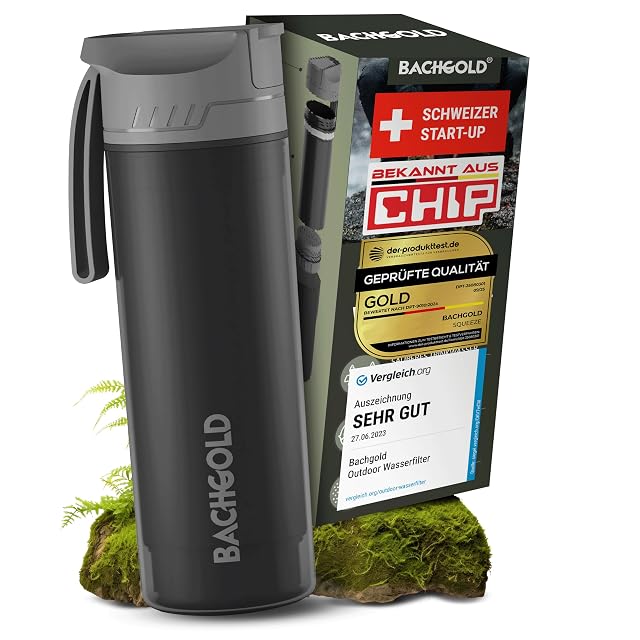 Borraccia filtrante da trekking BACHGOLD Selfpress nera, 500 ml