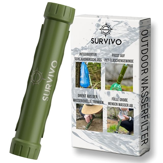 Filtro per l’acqua da esterno multifunzione SURVIVO con filettatura per borracce PET