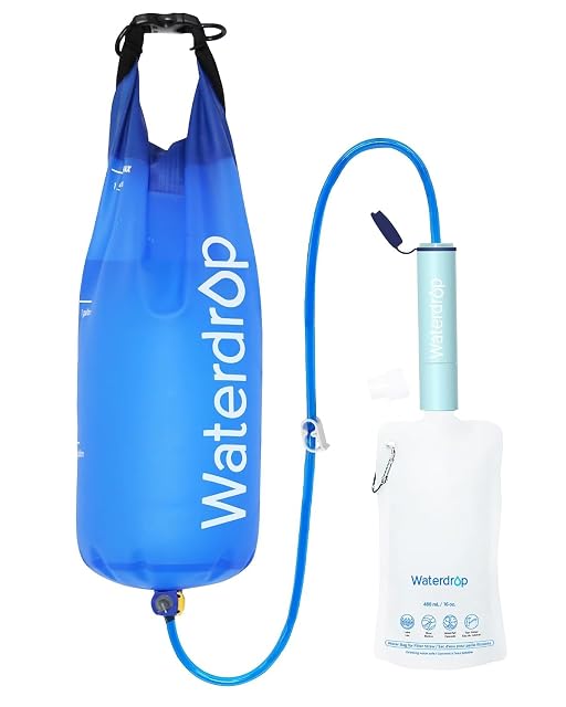 Filtro a cannuccia da esterno Waterdrop azzurro con sacca a gravità