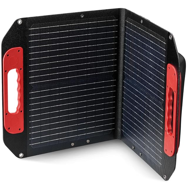 Modulo solare pieghevole Einhell da 40 W con piedini estraibili, maniglia di trasporto e cavo XT60