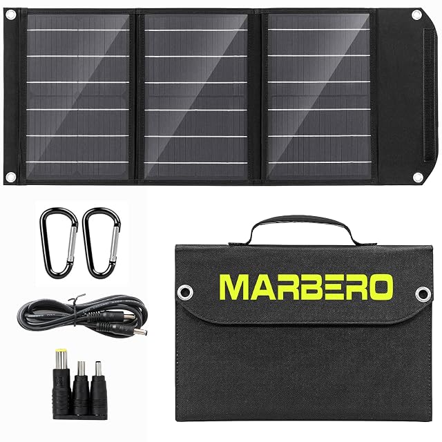 Pannello solare pieghevole MARBERO MBSP30 con maniglia di trasporto e uscite USB-C, USB e DC