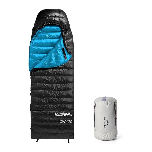 Sacco a pelo in piumino ultraleggero Naturehike in nylon 20D con cappuccio e sacca di compressione