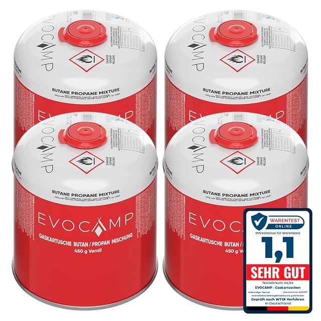 Set EVOCAMP di quattro cartucce di gas a vite da 450 g con filettatura da 7/16 di pollice