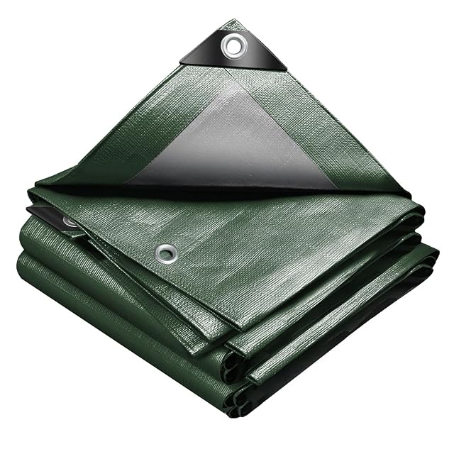 Telo di copertura VOUNOT verde e argento con occhielli in alluminio