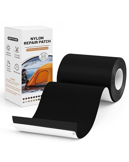 Striscia di toppa di riparazione autoadesiva in nylon nero BOUYEER per tende e teli tarp