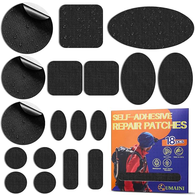 Toppe di riparazione autoadesive in nylon pretagliate umaini in colori assortiti