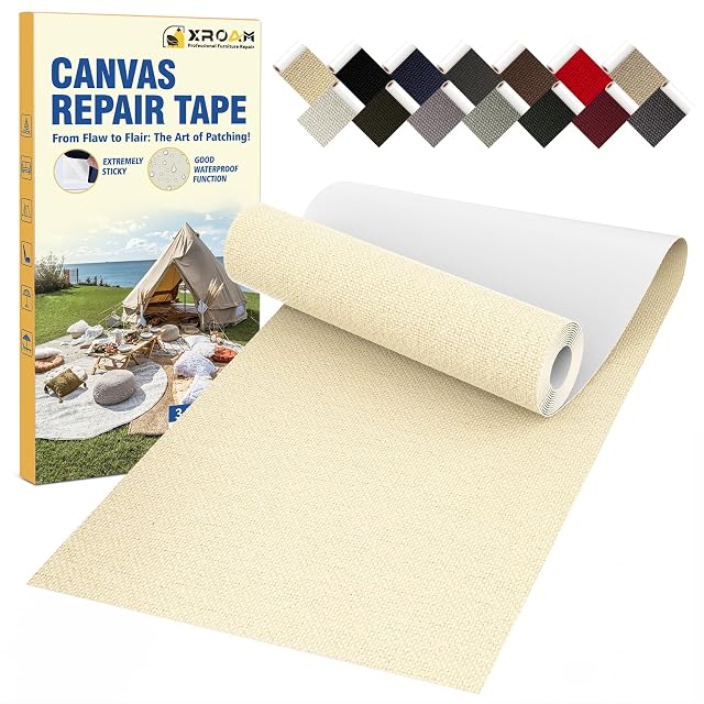 Striscia di toppa di riparazione autoadesiva in tela beige Xroam per tende e verande
