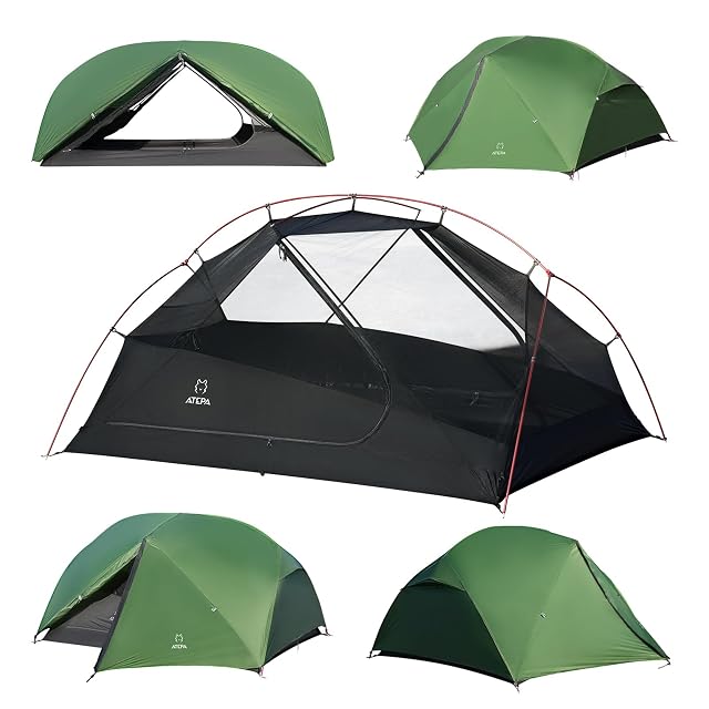 Tenda autoportante ultraleggera per due ATEPA con palina in alluminio integrata e tiranti riflettenti