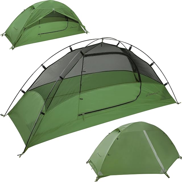 Tenda autoportante per una persona Clostnature con abside laterale e paline in alluminio