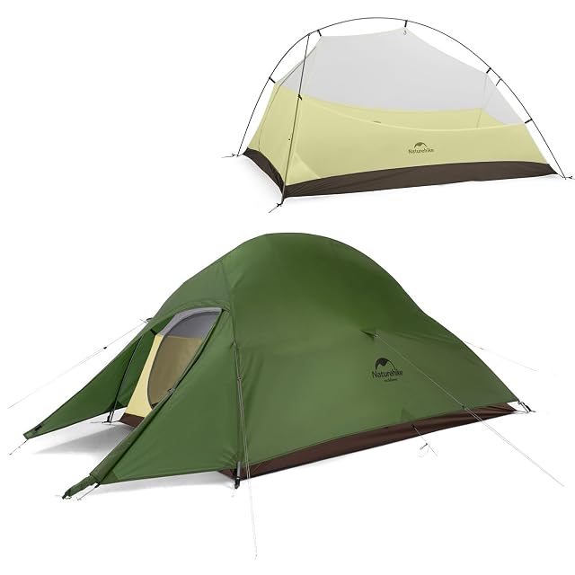 Tenda a cupola per due Naturehike Cloud Up Pro verde oliva con struttura di paline a doppia Y